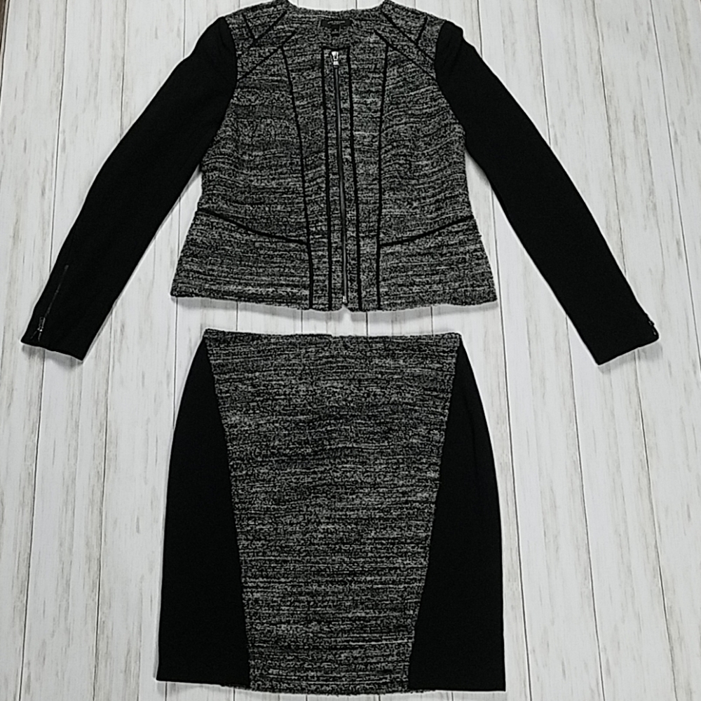 Ann Taylor Wool Tweed Ponte Skirt Suit Set